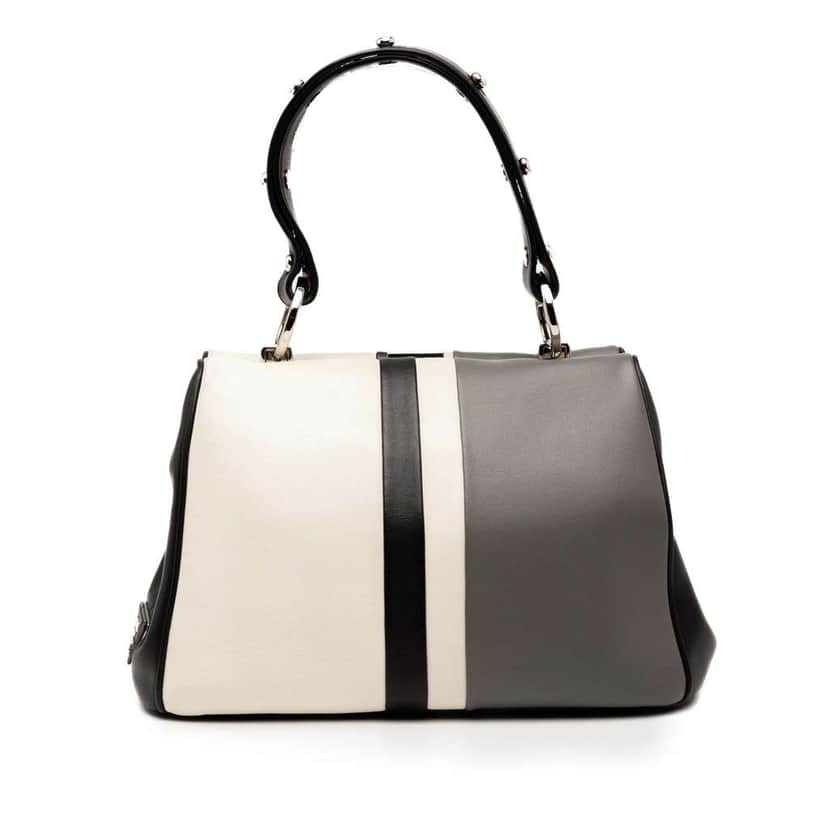 Prada Leather Baiadera Frame Bag Grey Leather Good condition - Front View