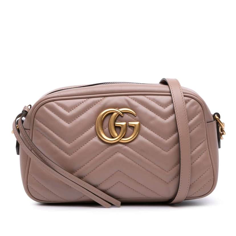 Gucci Small GG Marmont Matelasse Leather Crossbody Brown Leather Good condition - Front View