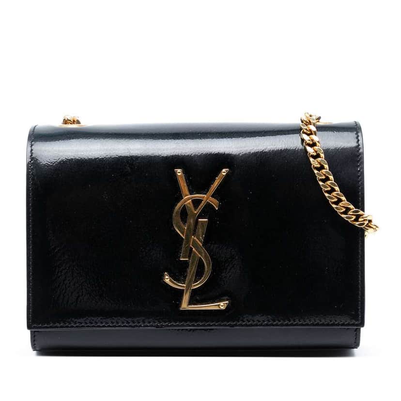 Saint Laurent Small Patent Monogram Kate Crossbody Black Leather Good condition - Front View
