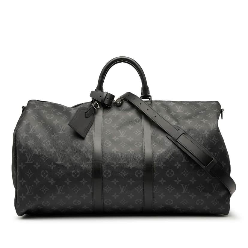 Louis Vuitton Monogram Eclipse Keepall Bandouliere 55 Black Good condition - Front View