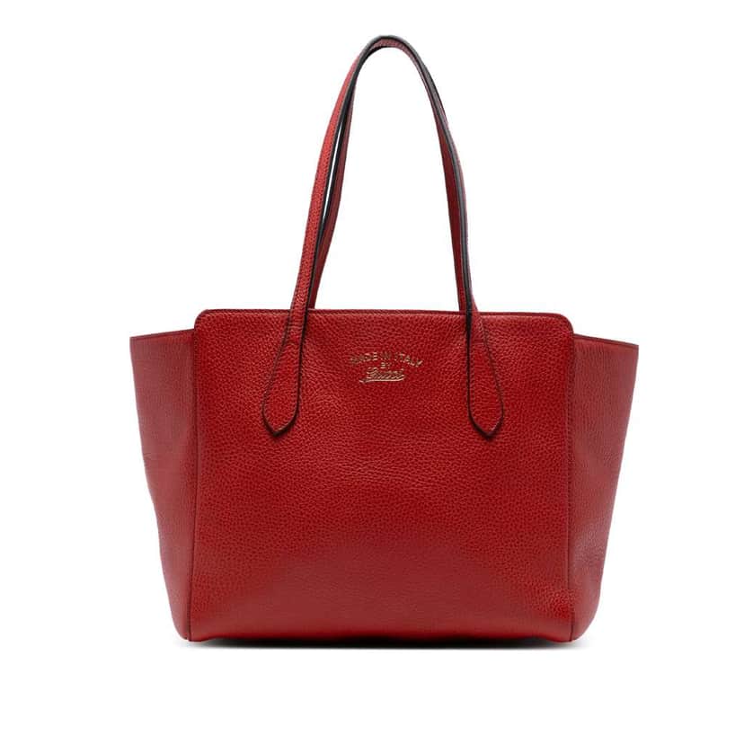 Gucci Medium Dollar Calfskin Swing Tote Red Leather Good condition - Front View