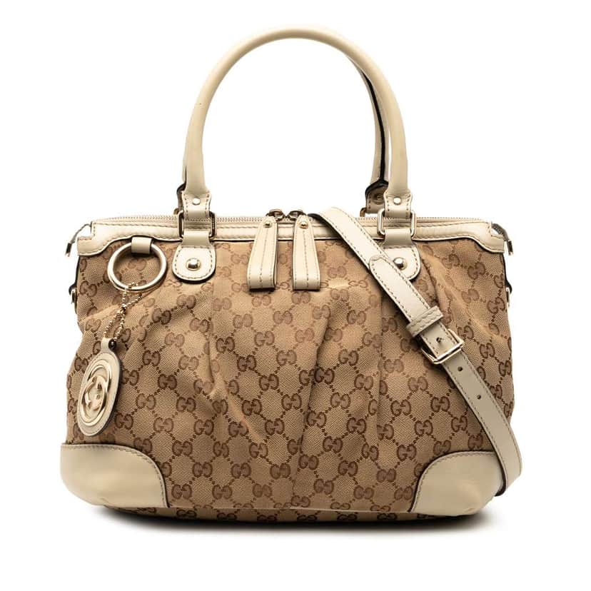 Gucci GG Canvas Sukey Satchel Brown Canvas Good condition - Front View