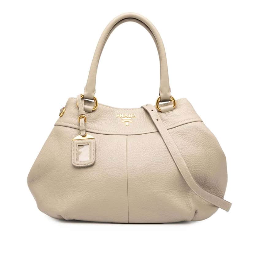 Prada Vitello Daino Open Convertible Tote Brown Leather Good condition - Front View
