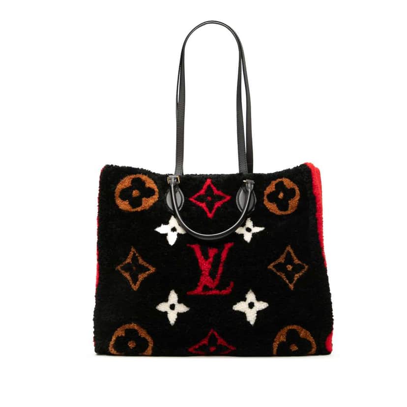 Louis Vuitton Monogram Giant Shearling Teddy Onthego GM Black Wool Very good condition - Front View