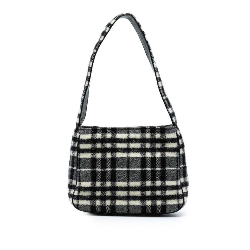Burberry Vintage Check Wool Shoulder Bag Black Wool Very good condition - Front View