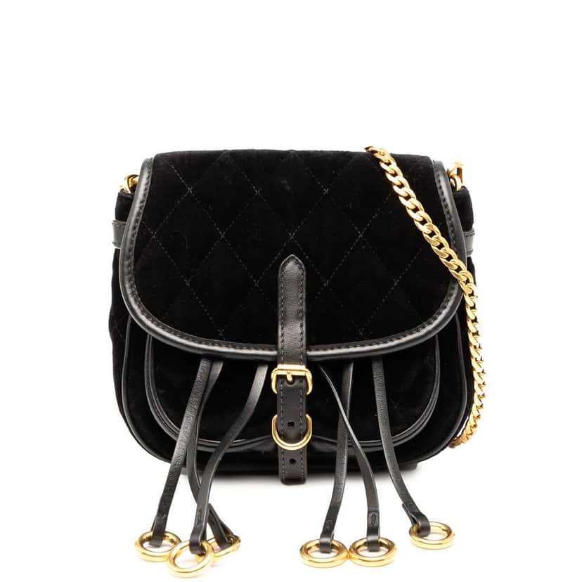 Prada Impuntu Velluto Corsaire Crossbody Black Velvet Very good condition - Front View