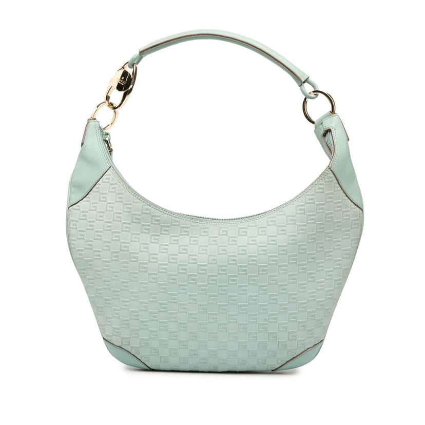 Gucci G Square Suede Hobo Blue Leather Fair condition - Front View