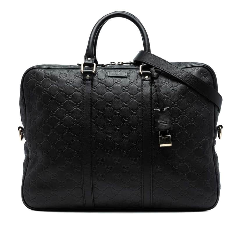 Gucci Guccissima Business Bag Black Leather Good condition - Front View