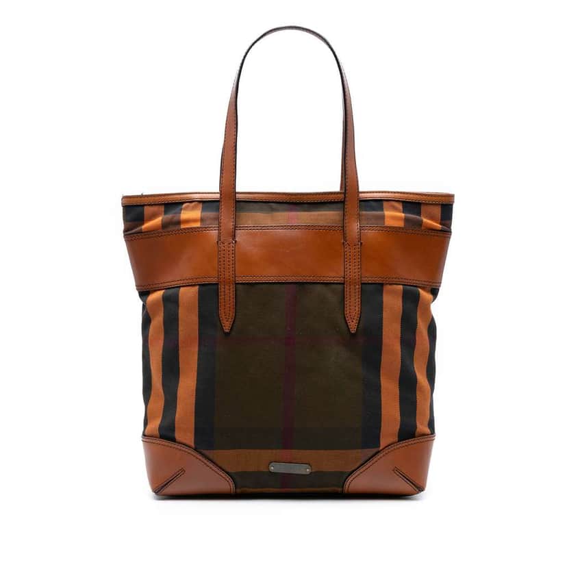 Burberry House Check Canvas Tote Brown Canvas Good condition - Front View