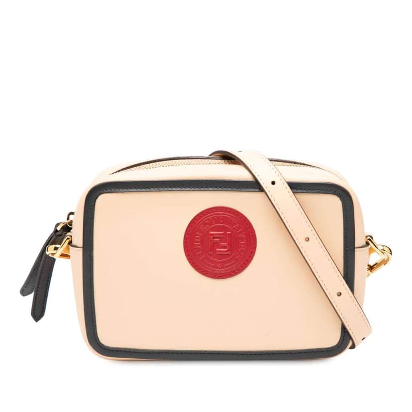 Fendi Mini Leather Stamp Patch 1974 Camera Bag Brown Leather Good condition - Front View