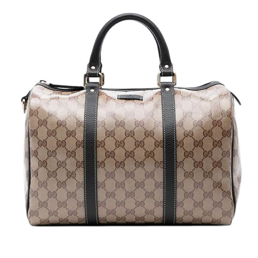 Gucci Medium GG Crystal Joy Boston Bag Brown Canvas Good condition - Front View