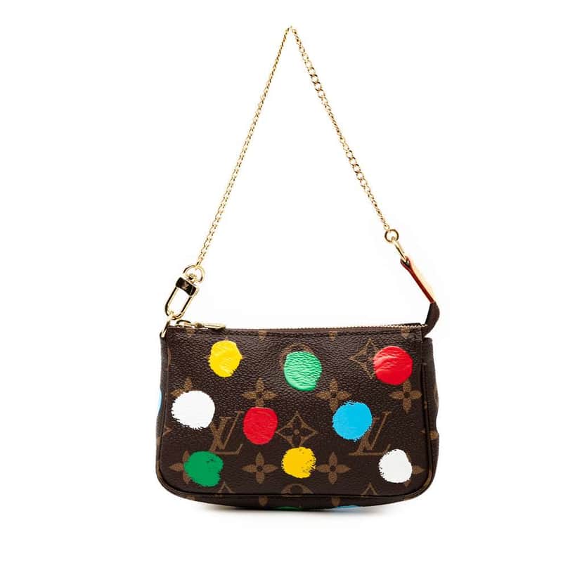 Louis Vuitton Yayoi Kusama Monogram Painted Dots Mini Pochette Accessoires Brown Good condition - Front View