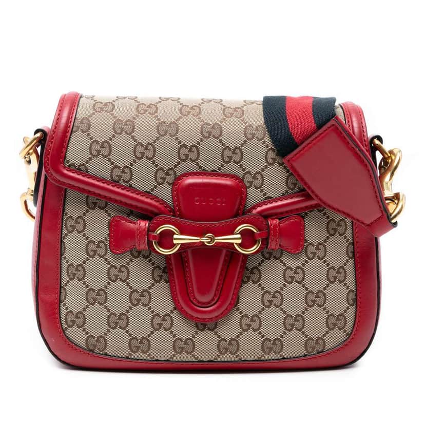 Gucci Medium GG Canvas Lady Web Crossbody Brown Canvas Good condition - Front View