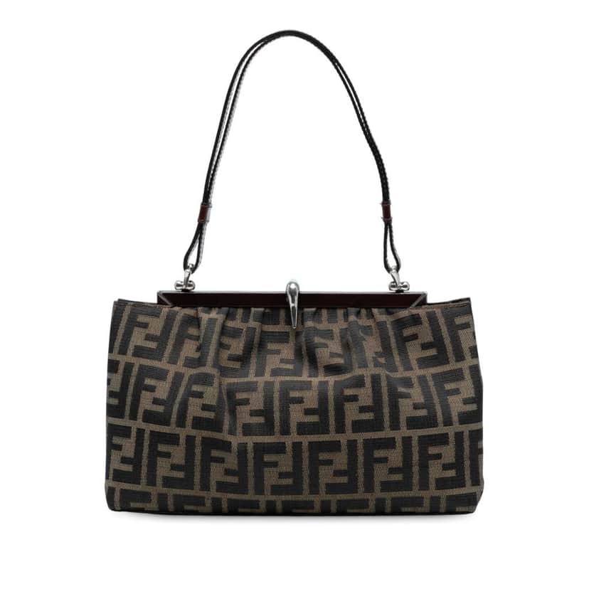 Fendi Zucca Canvas Frame Handbag Brown Canvas Good condition - Front View