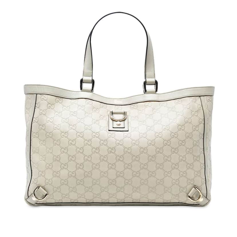 Gucci Guccissima Abbey D Ring Tote White Leather Good condition - Front View