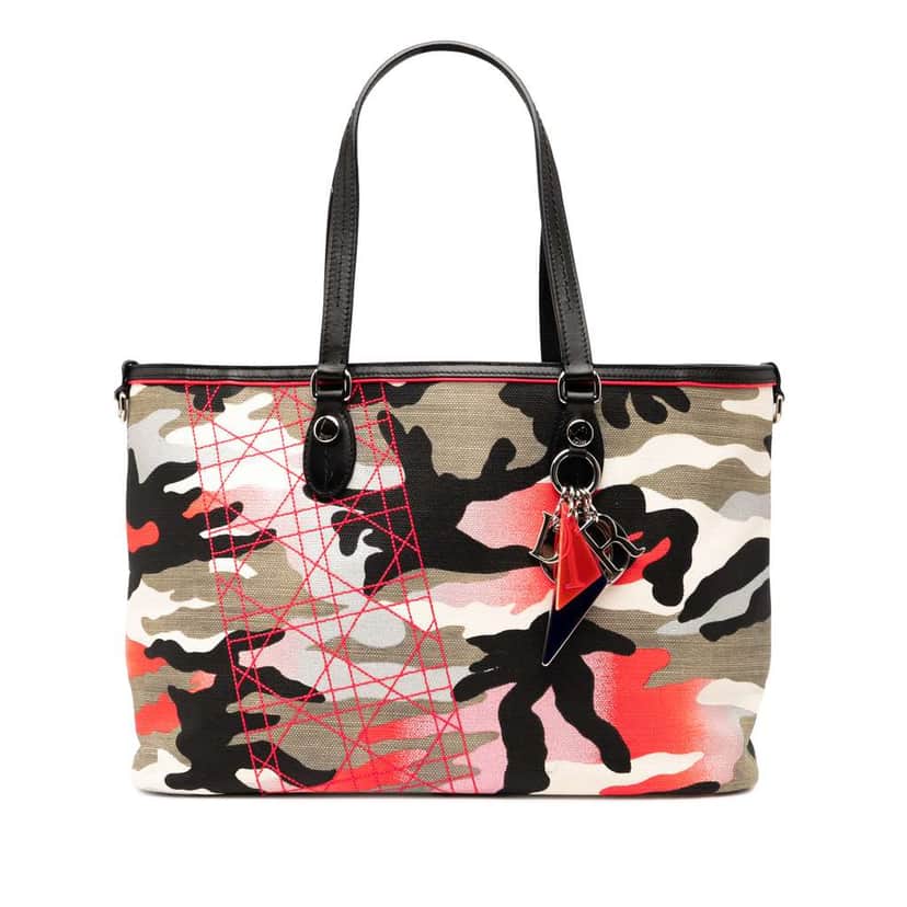 Dior Anselm Reyle Medium Canvas Camouflage Tote Grey Canvas Good condition - Front View