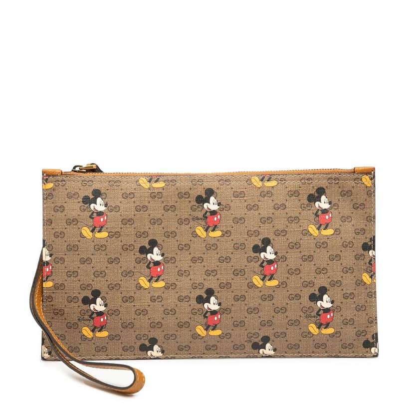 Gucci Disney Micro GG Mickey Mouse Pouch Brown Canvas Good condition - Front View