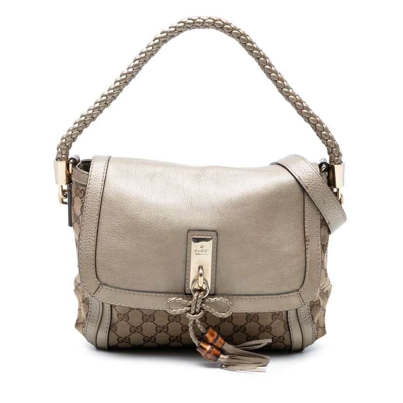 Gucci GG Canvas Bella Flap Satchel Brown Canvas Good condition - Front View