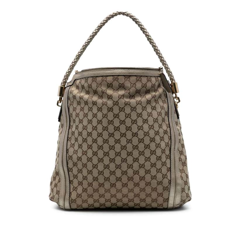 Gucci Large GG Canvas Bella Shoulder Bag Brown Canvas Good condition - Front View