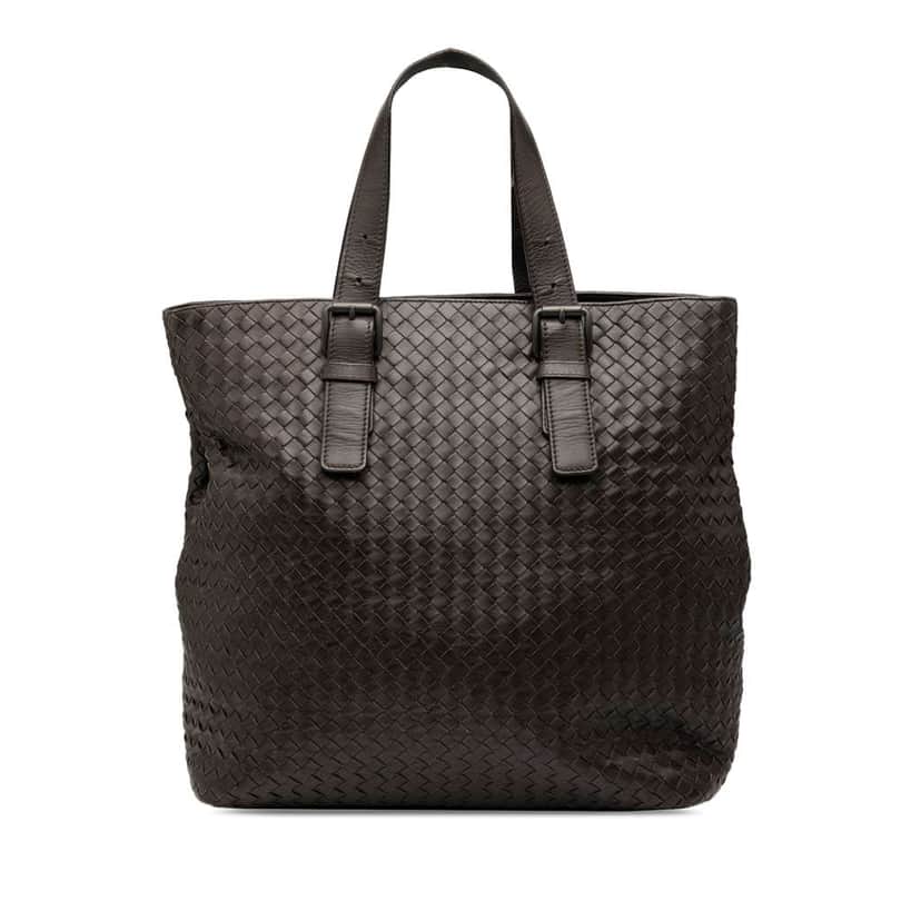 Bottega Veneta Nappa Intrecciato Belted Tote Brown Leather Good condition - Front View