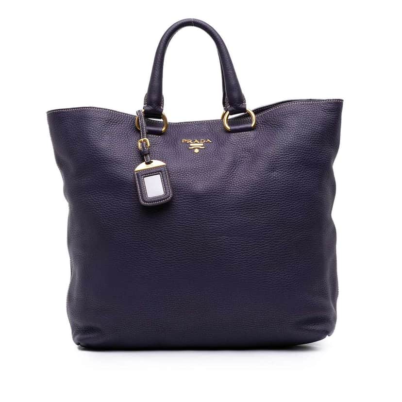 Prada Vitello Daino Open Convertible Tote Purple Leather Good condition - Front View