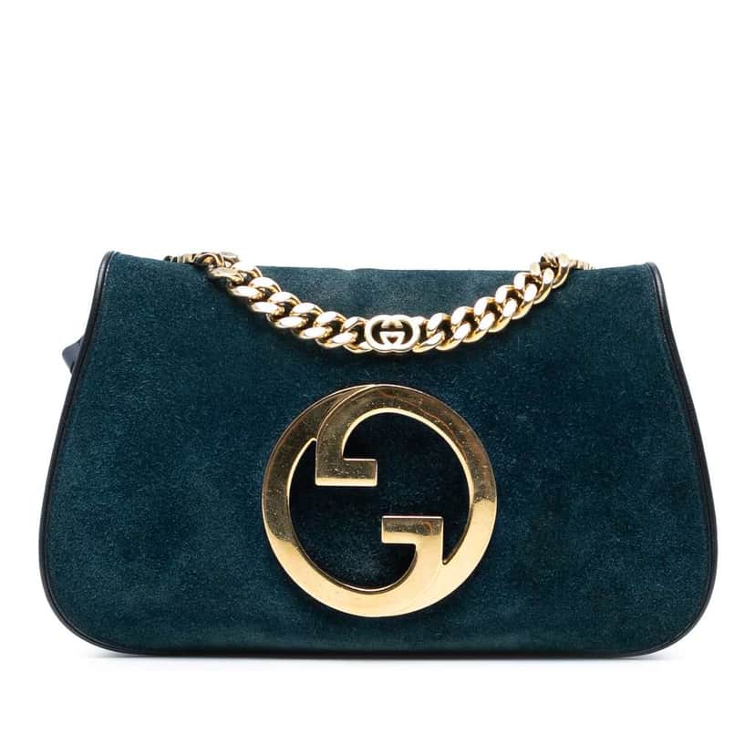 Gucci Small Suede Blondie Chain Satchel Blue Leather Good condition - Front View