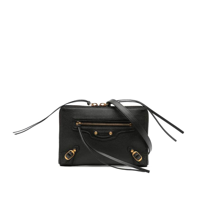 Balenciaga Pebbled Leather Neo Classic City Pouch Crossbody Black Leather Good condition - Front View