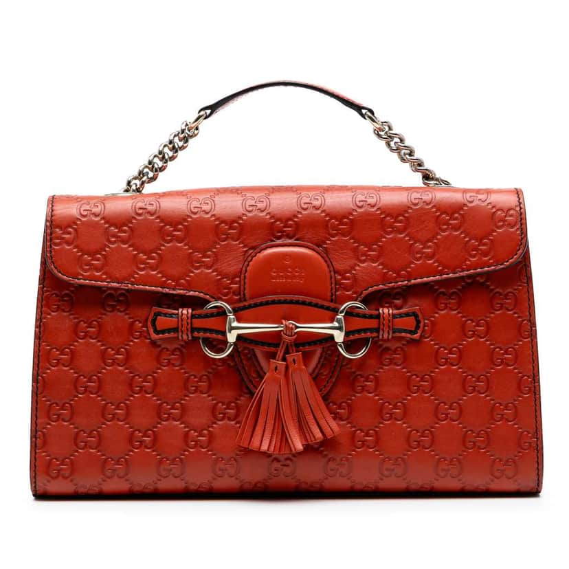 Gucci Medium Guccissima Emily Shoulder Bag Orange Leather Good condition - Front View