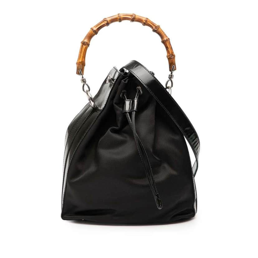 Gucci Nylon Bamboo Bucket Bag Black Good condition - Front View