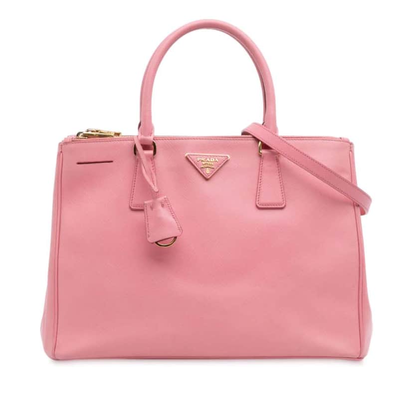 Prada Medium Saffiano Lux Galleria Double Zip Satchel Pink Leather Good condition - Front View