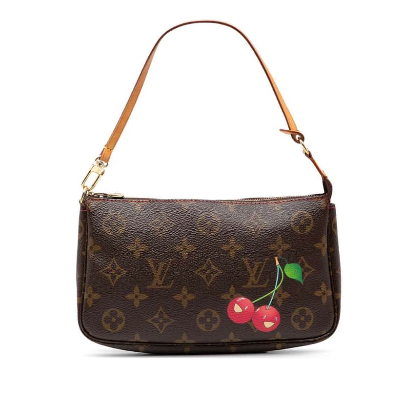 Louis Vuitton Takashi Murakami Monogram Cherry Pochette Accessoires Brown Good condition - Front View