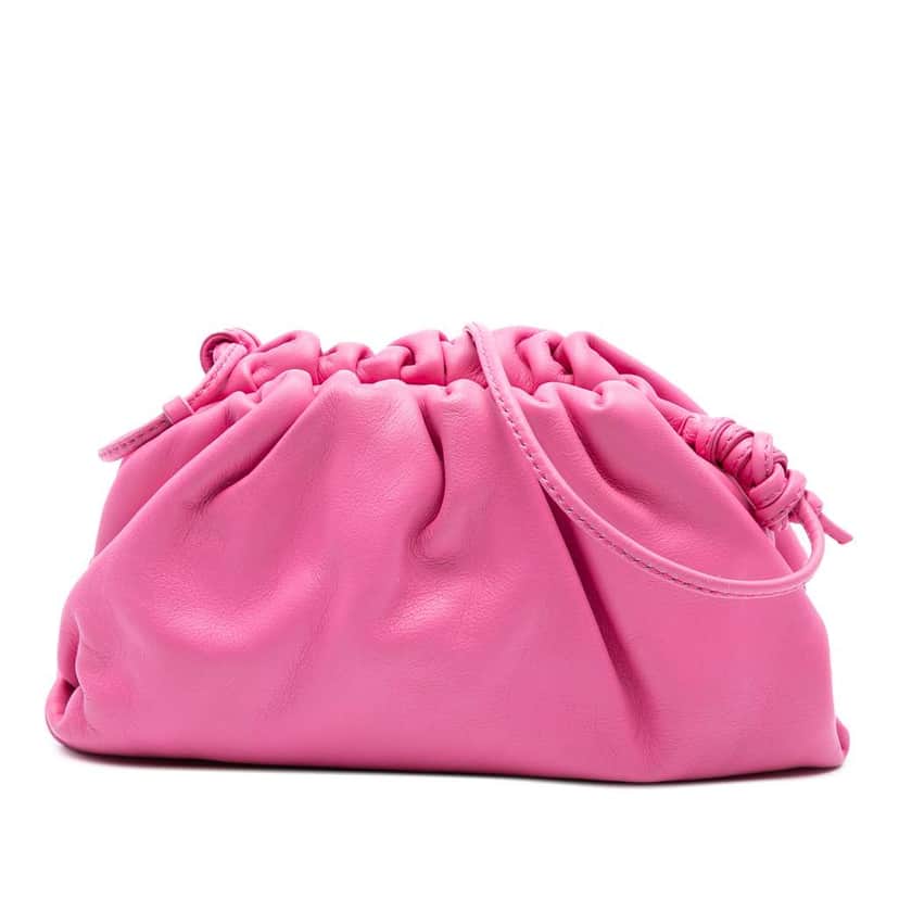 Bottega Veneta Lambskin The Mini Pouch Crossbody Pink Leather Good condition - Front View