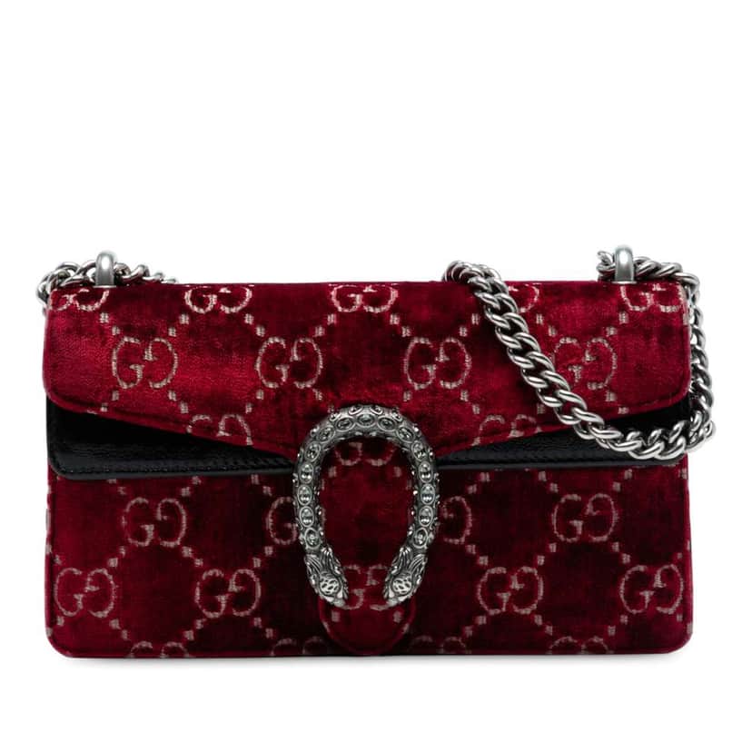 Gucci Medium GG Velvet Dionysus Crossbody Red Velvet Good condition - Front View