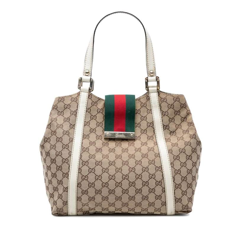 Gucci GG Canvas Web New Ladies Tote Brown Canvas Good condition - Front View