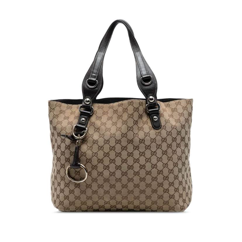Gucci GG Canvas Icon Bit Tote Brown Canvas Fair condition - Front View