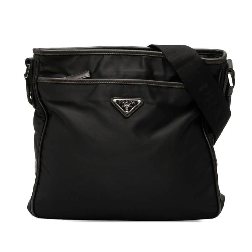 Prada Tessuto Zip Top Crossbody Black Good condition - Front View