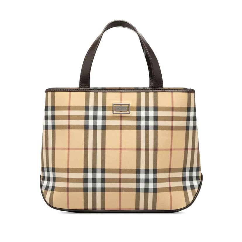 Burberry House Check Canvas Handbag Brown Canvas Good condition - Front View