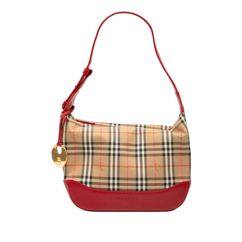 Burberry Haymarket Check Canvas Shoulder Bag Brown Canvas Good condition - Front View