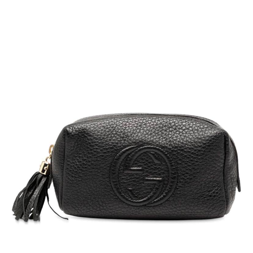 Gucci Leather Soho Cosmetic Pouch Black Leather Good condition - Front View