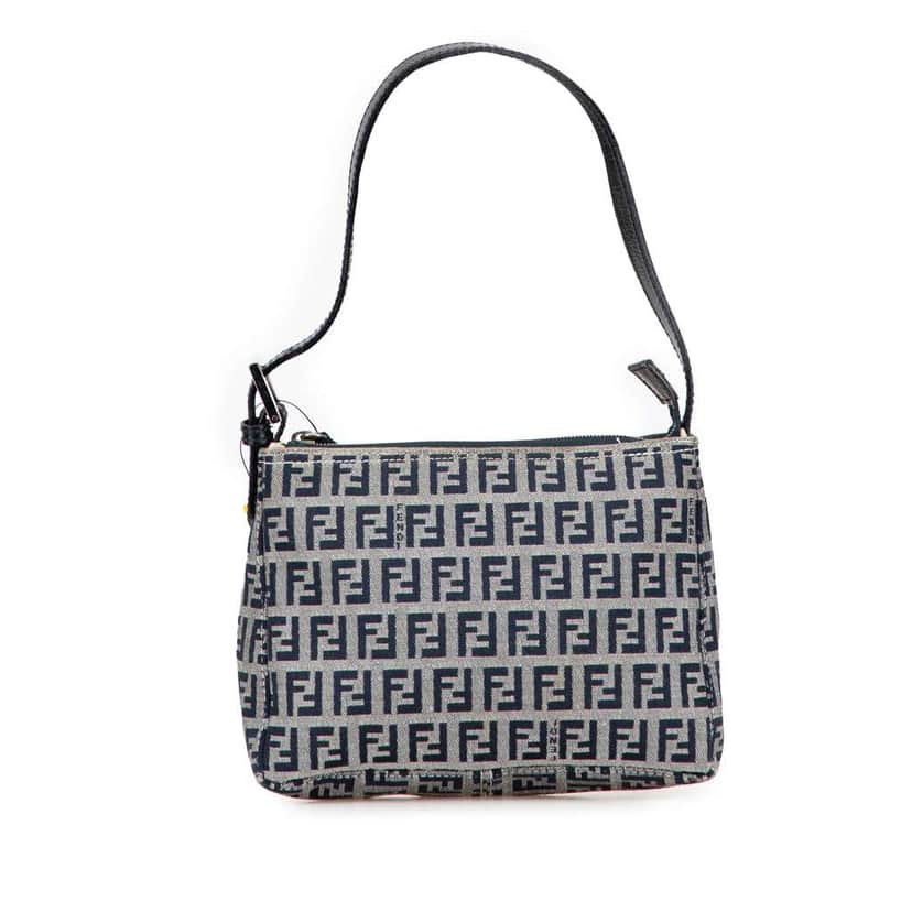 Fendi Zucchino Canvas Pochette Grey Canvas Good condition - Front View