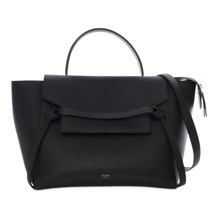 Celine Mini Grained Calfskin Belt Bag Black Leather Good condition - Front View