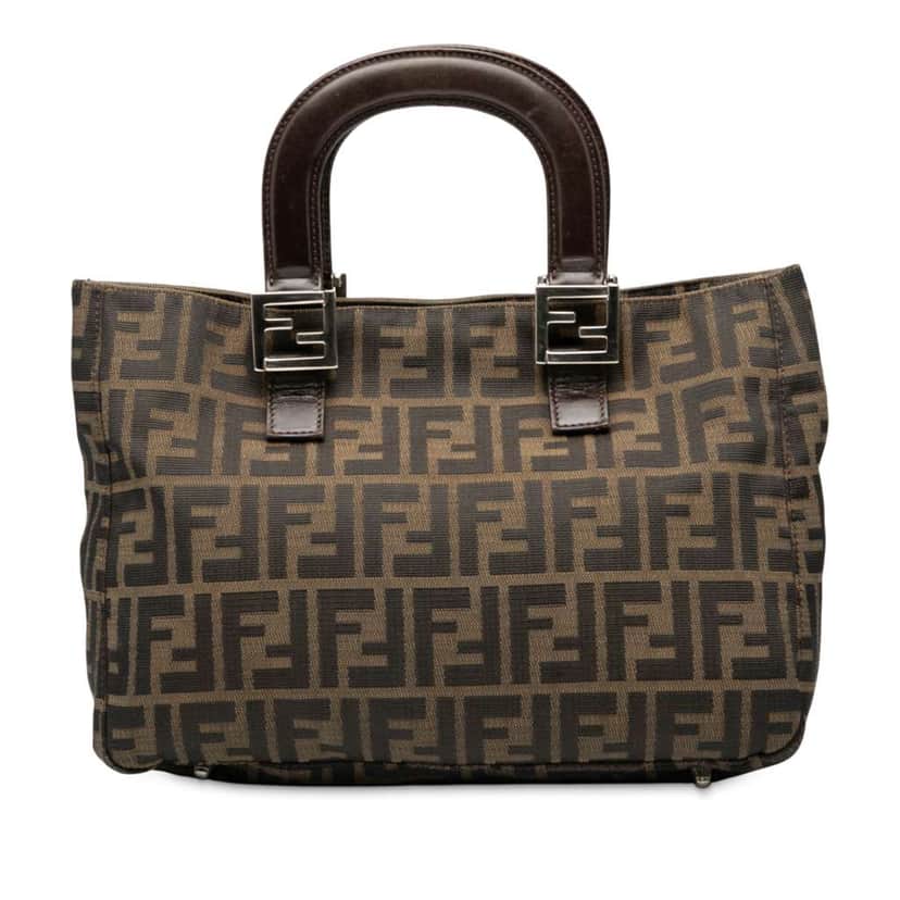 Fendi Small Zucca Canvas Twins Tote Brown Canvas Good condition - Front View