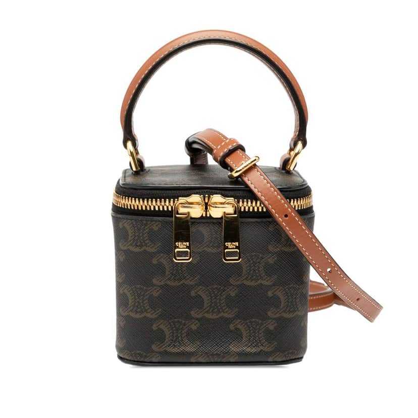 Celine Mini Triomphe Coated Canvas Vanity Case Brown Canvas Good condition - Front View