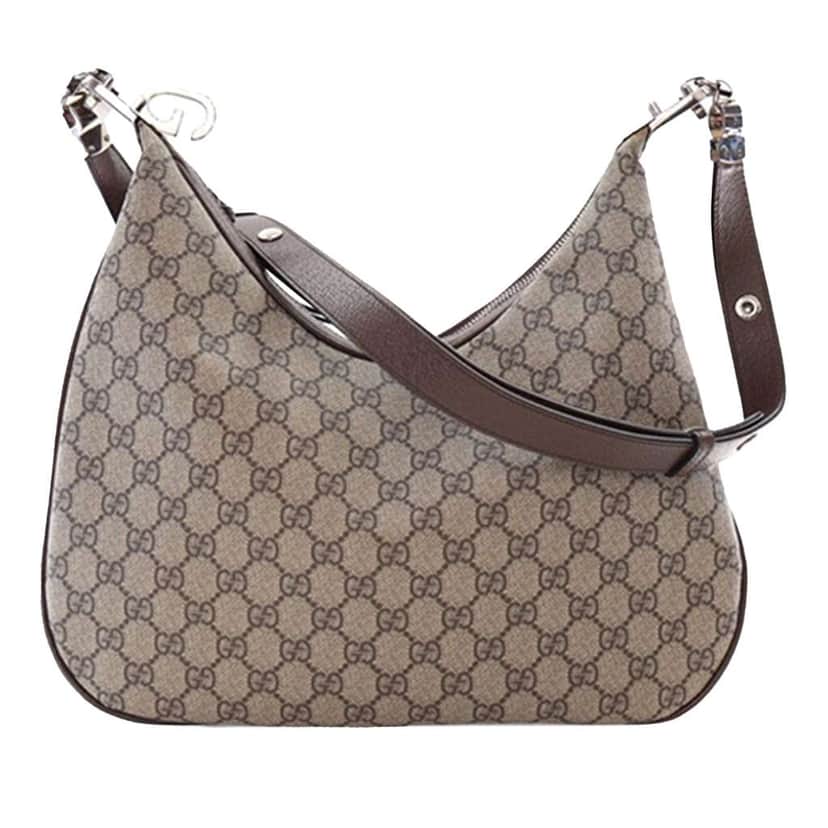 Gucci Medium GG Supreme Web Attache Crossbody Brown Canvas Good condition - Front View
