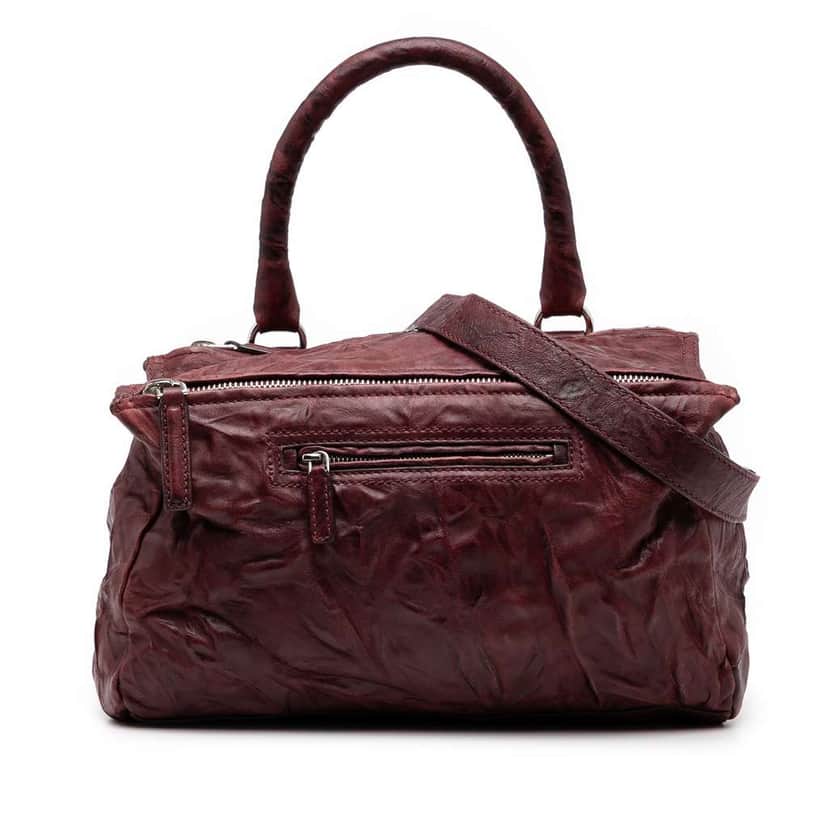 Givenchy Medium Wrinkled Sheepskin Pandora Satchel Red Leather Good condition - Front View