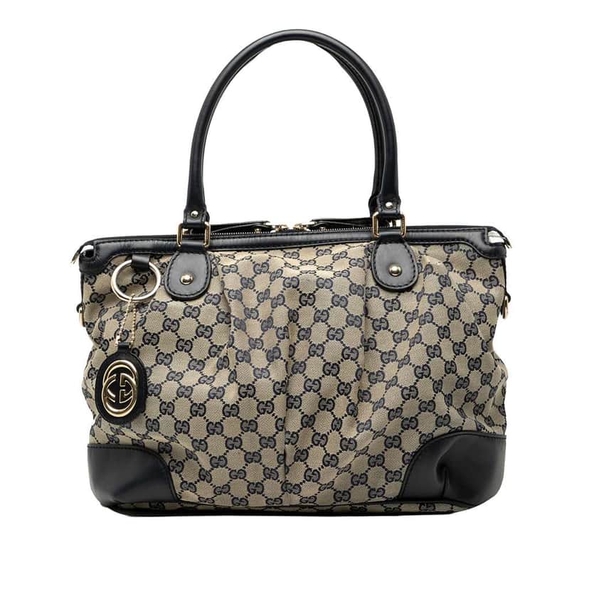 Gucci GG Canvas Sukey Satchel Brown Canvas Good condition - Front View
