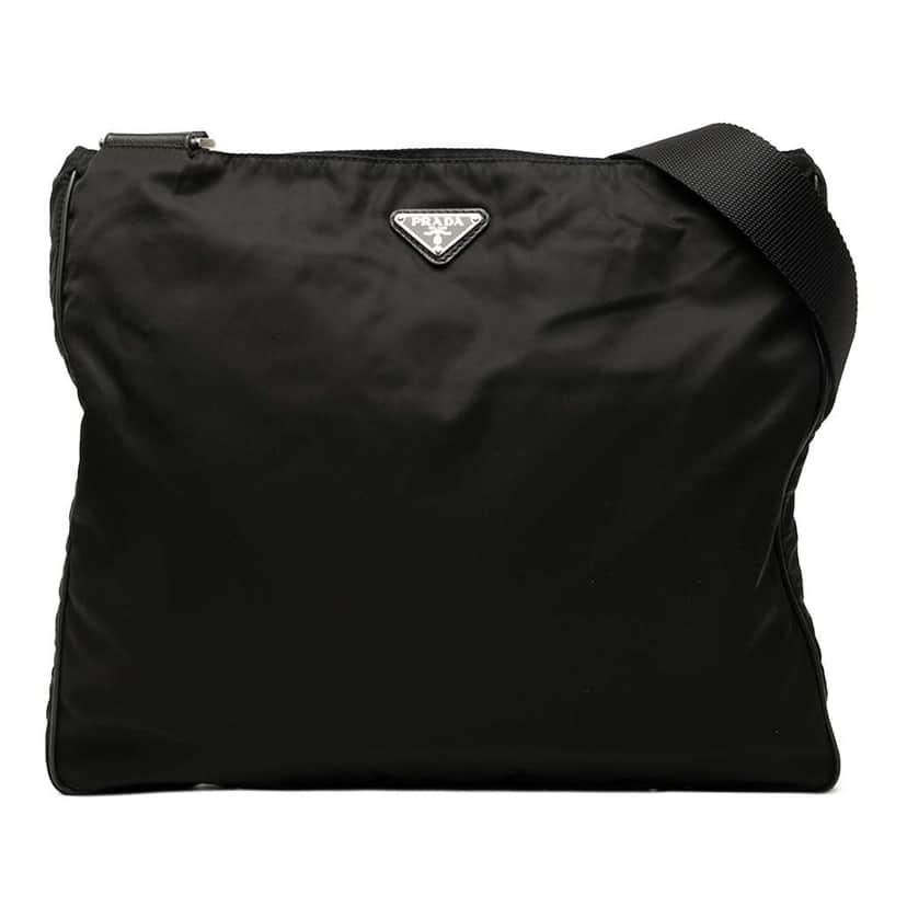 Prada Tessuto Zip Top Crossbody Black Good condition - Front View