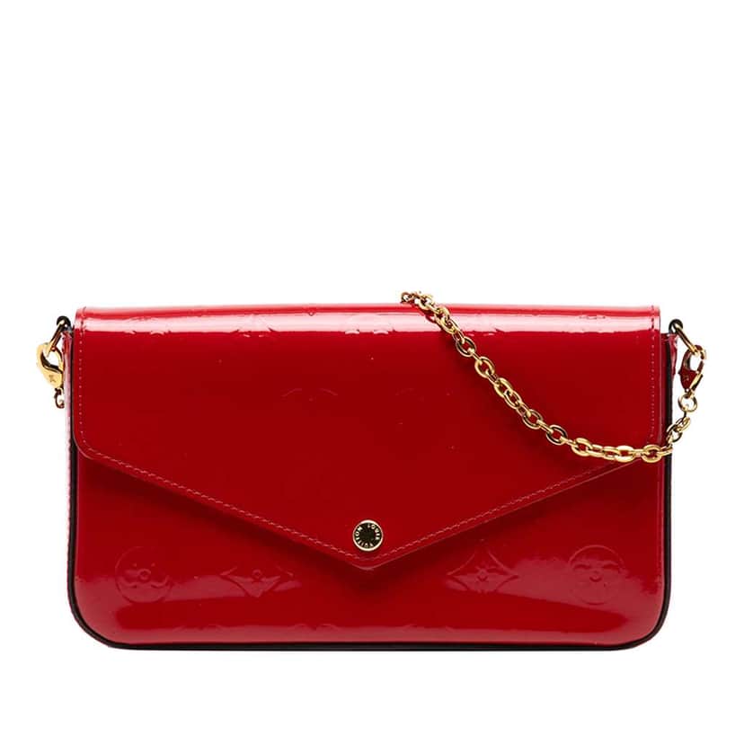 Louis Vuitton Monogram Vernis Pochette Felicie Red Leather Good condition - Front View