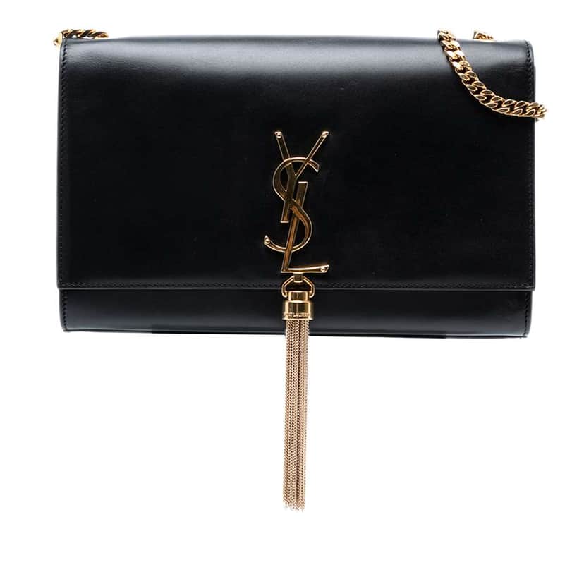 Saint Laurent Medium Smooth Calfskin Classic Monogram Kate Tassel Crossbody Black Leather Good condition - Front View