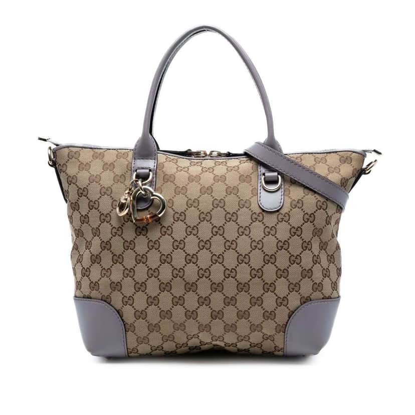 Gucci GG Canvas Heart Bit Satchel Brown Canvas Good condition - Front View